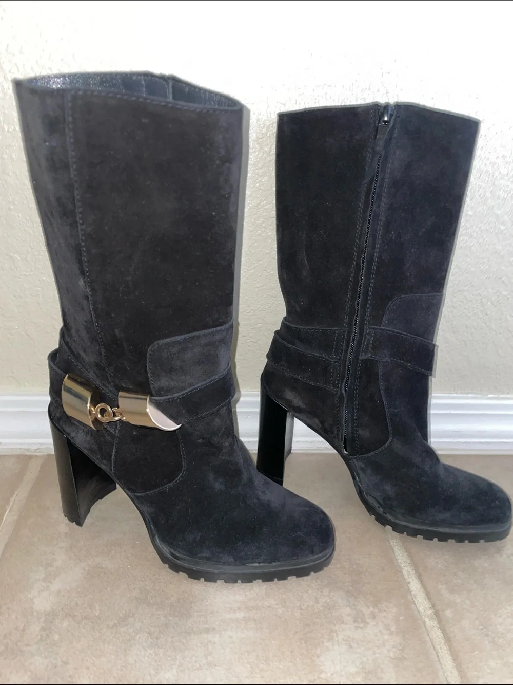 Stuart Weitzman Black Suede Over-the-Knee Boots